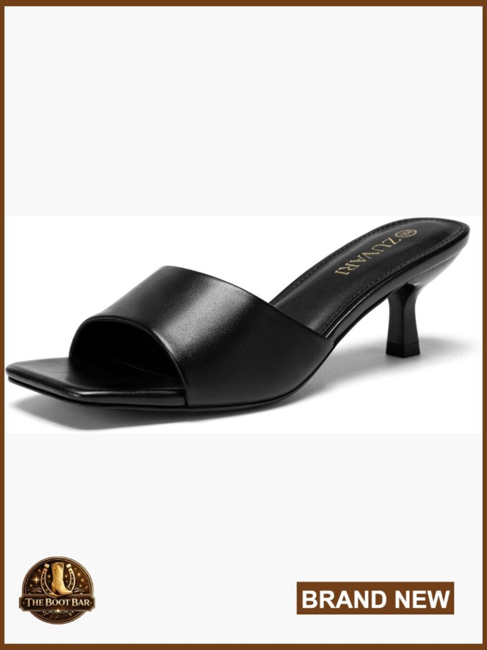 2 Inch Kitten Heel Sandals Square Toe Mules Slip On Dressy Slides